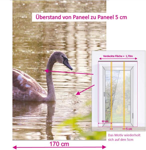 Flächenvorhang Jungschwan 3er Set, Schiebegardine, Schiebegardinen, blickdicht, Flächenvorhang blickdicht, Schiebevorhang,